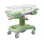 Chariot diagonal à bébé d'hôpital de frein avec le bassin en plastique transparent