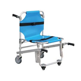 Chariot matériel bleu de civière d'hôpital d'acier inoxydable d'hôpital avec des roues