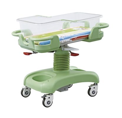 Chariot diagonal à bébé d'hôpital de frein avec le bassin en plastique transparent