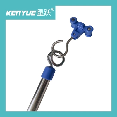 acheter Support en plastique d'infusion de l'hôpital IV en métal bleu avec le crochet fabrication en ligne