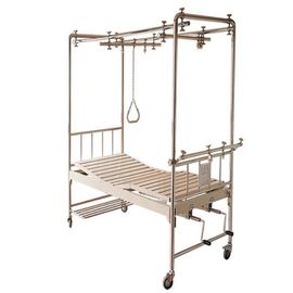 acheter Lit d'hôpital manuel de traction orthopédique mobile avec deux garnitures intégrales de manivelles pour l'usage patient fabrication en ligne