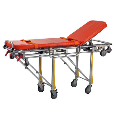 acheter Civière spéciale d'ambulance d'hôpital orange matériel en métal avec des roues fabrication en ligne