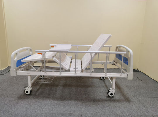 acheter Lit d'hôpital manuel en plastique de jet en acier avec deux manivelles pour l'hôpital blanc fabrication en ligne