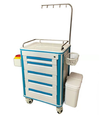 Bleu de distribution médical matériel de chariot d'ABS avec le bien mobilier de roues
