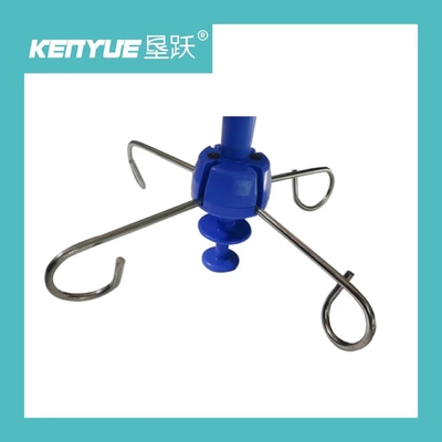 Support en plastique d'infusion de l'hôpital IV en métal bleu avec le crochet
