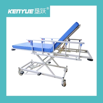 Chariot hydraulique spécial à civière d'hôpital bleu avec quatre roues