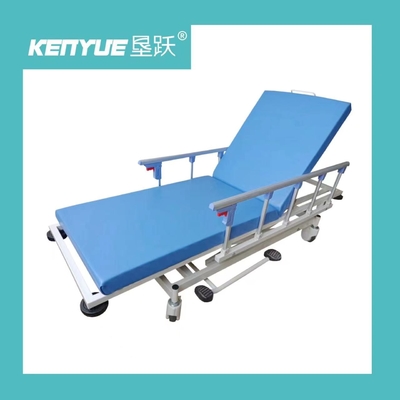 Chariot hydraulique spécial à civière d'hôpital bleu avec quatre roues
