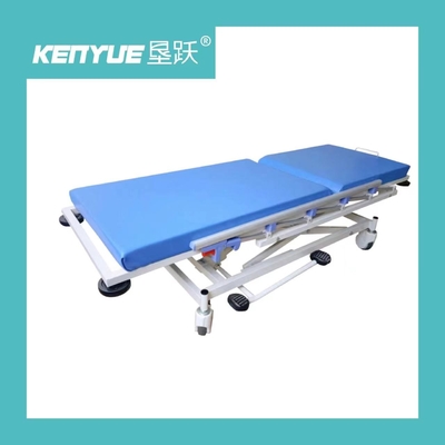 Chariot hydraulique spécial à civière d'hôpital bleu avec quatre roues