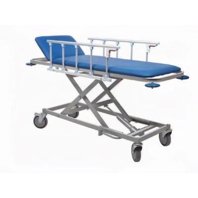 Chariot hydraulique spécial à civière d'hôpital bleu avec quatre roues