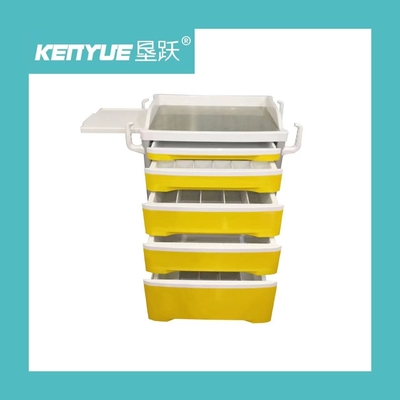 Chariot médical mobile de chariot à hôpital avec le jaune de cadre d'alliage d'aluminium
