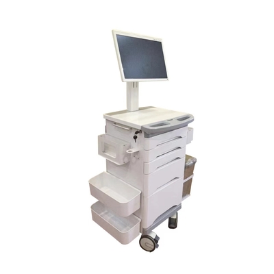Chariot mobile médical blanc de soins de l'information avec la roulette de frein