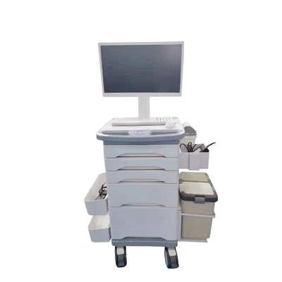 Chariot mobile médical blanc de soins de l'information avec la roulette de frein