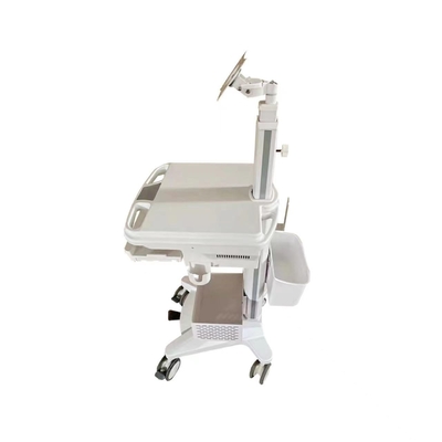 Chariots d'hôpital mobiles en alliage d'aluminium Chariots d'ordinateurs médicaux ABS blanc