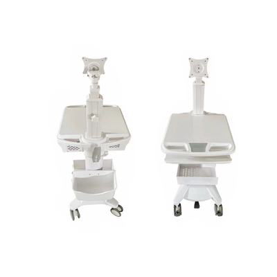 Chariots d'hôpital mobiles en alliage d'aluminium Chariots d'ordinateurs médicaux ABS blanc