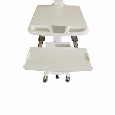 Chariots d'hôpital mobiles en alliage d'aluminium Chariots d'ordinateurs médicaux ABS blanc