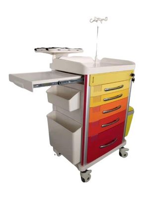 Chariot médical de verrouillage coloré à stockage de drogue de 5 ABS avec des tiroirs