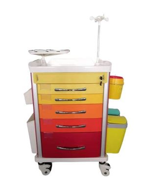 Chariot médical de verrouillage coloré à stockage de drogue de 5 ABS avec des tiroirs