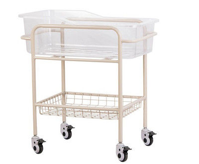 Berceau de bébé d'hôpital d'ABS de cadre d'acier inoxydable avec l'étagère de stockage
