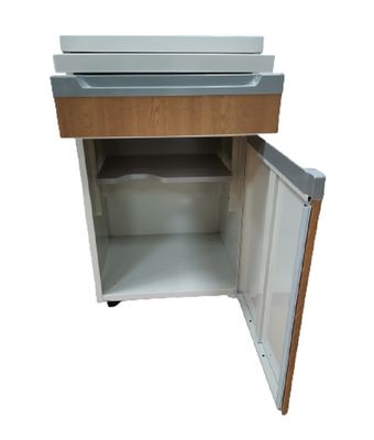 Couleur en bois de plat de structure d'hôpital de chevet de Tableau en aluminium de Cabinet avec des roulettes