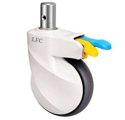 Roulettes médicales blanches de frein de 5 pouces de TPR+ABS doubles avec la roue jumelle
