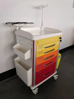 Matériel en acier en aluminium de distribution rouge d'ABS de chariot d'anesthésie