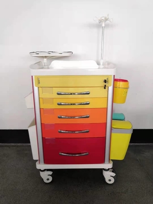 Matériel en acier en aluminium de distribution rouge d'ABS de chariot d'anesthésie