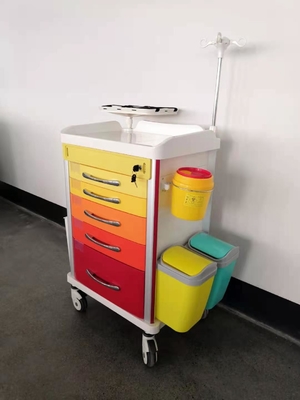 Matériel en acier en aluminium de distribution rouge d'ABS de chariot d'anesthésie