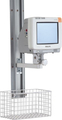 Bras médical blanc de chariot à moniteur avec les roulettes universelles de 4 pouces