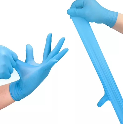 Les gants jetables d'examen d'hôpital colorent les gants bleus de nitriles trois tailles