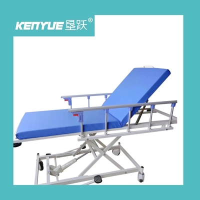Chariot hydraulique spécial à civière d'hôpital bleu avec quatre roues