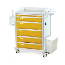 Chariot médical de chariot à ABS mobile jaune de médicament de habillage d'ICU