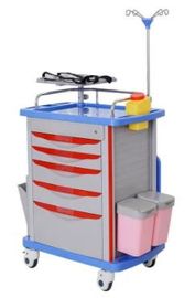 IV l'utilité de secours de Polonais dope le chariot à instrument médical avec 5 tiroirs sur le chariot médical à hôpital de les deux côtés