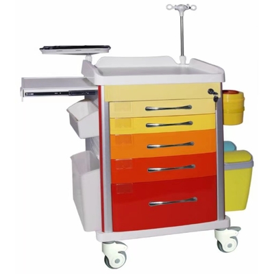 Matériel en acier en aluminium de distribution rouge d'ABS de chariot d'anesthésie